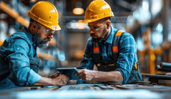Two Construction Workers Using a Tablet Two Construction Workers Using a Tablet